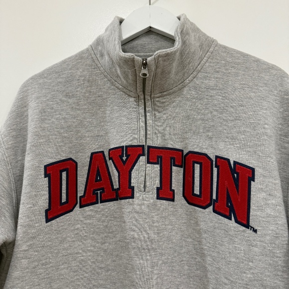 Univ of Dayton Logo Quarter Zip Sweatshirt Pockets by Big Cotton Gear For Sports - Picture 1 of 6
